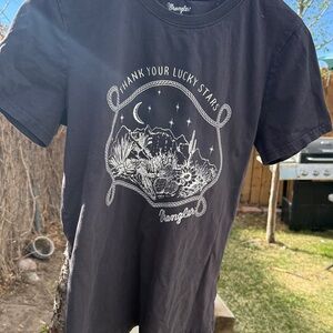 Wrangler Black Tee with White Western Graphic